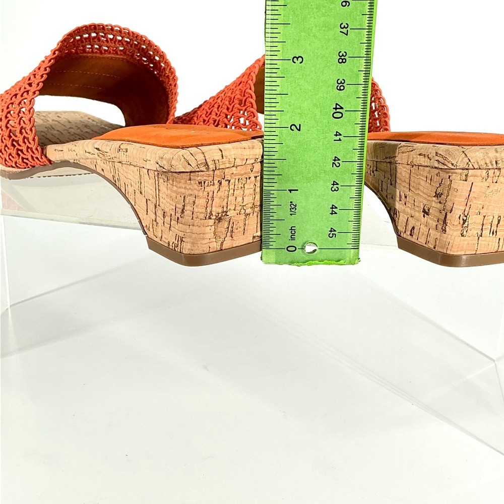 Donald Pliner Size 8.5 Orange Woven Cork Slide Sandals Heels NEW CLODIE $158 - Picture 7 of 16
